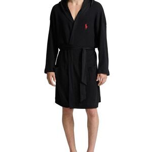 Polo Ralph Lauren men’s Thermal-Knit Hooded Robe BLACK size L/XL NWT in PKG